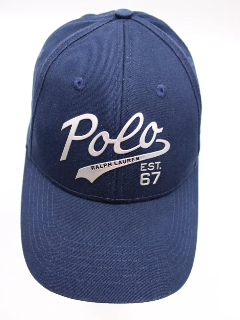 Polo Ralph Lauren Fragrance Est 67 Snapback Hat Cap Navy Blue Silver One Size